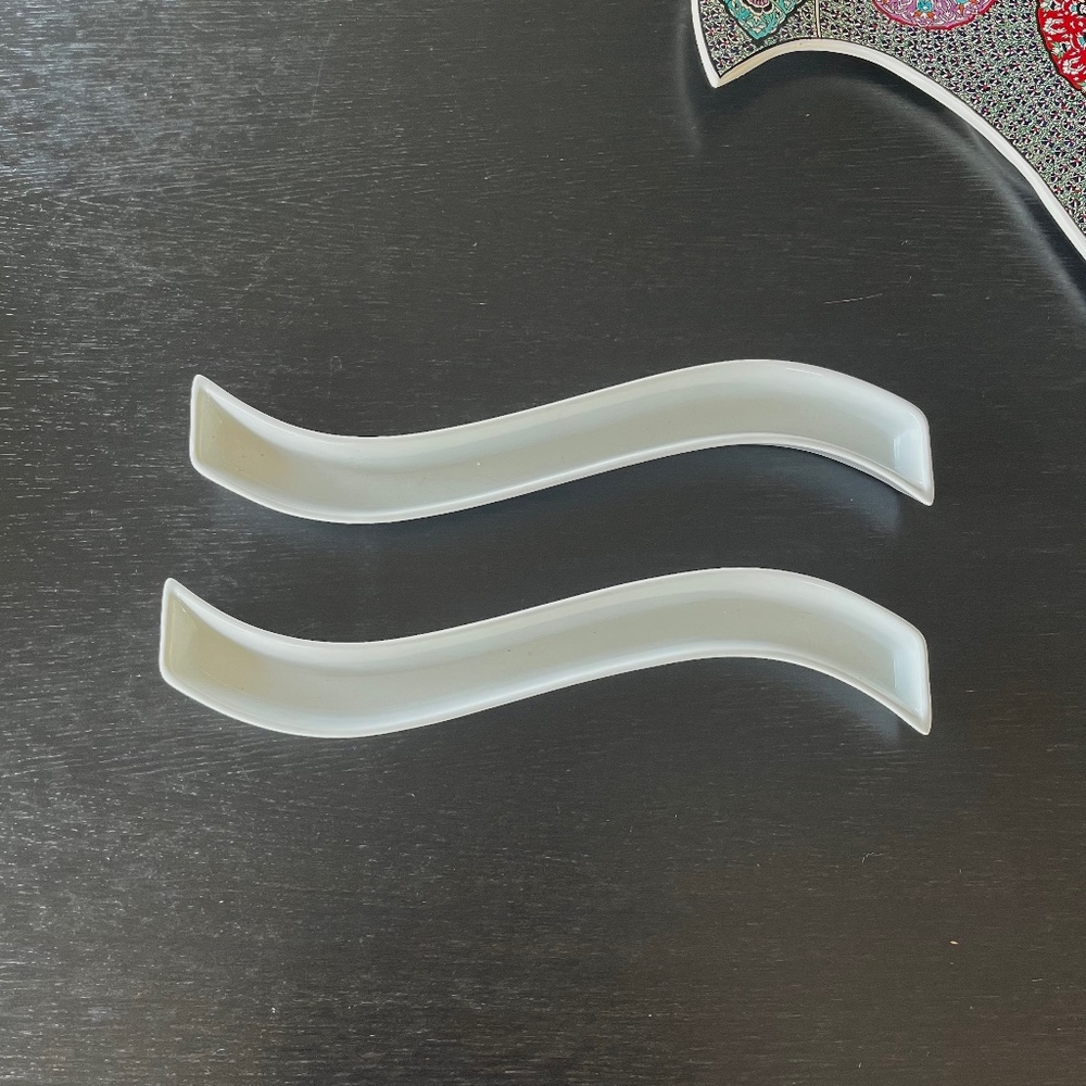 Restaurantware Swerve Porcelain Olive Plate 12”, Set of Two. Retails for $56